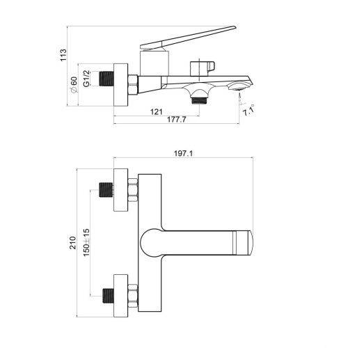 Смеситель для ванны Tokito URAYASU TOK-URA-1014 настенный хром - фото 5