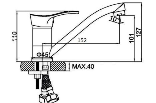 Смеситель для кухни D-Lin D151305-6 на мойку хром - фото 2