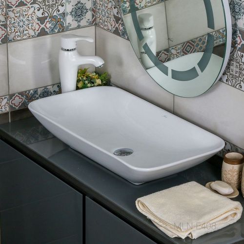 Раковина из сантехнического фарфора Melana E408-805 70х40 накладная цвет белый без отверстий под смеситель - фото 2