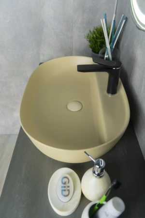 Раковина керамическая Gid Lago 53343 60х40 накладная цвет коричневый 1 отверстие под смеситель
