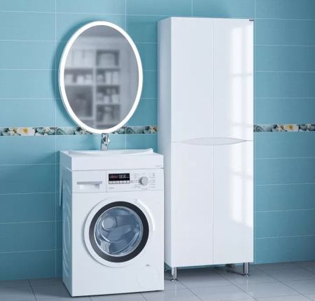 Раковина из искусственного камня СанТа Сатурн 900126 60х55 над стиральной машиной цвет белый