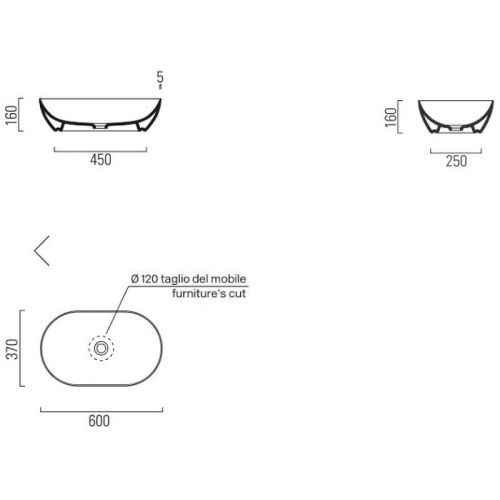 Раковина из сантехнического фаянса GSI Pura 883409_УЦ/2 60х40 накладная цвет белый - фото 5