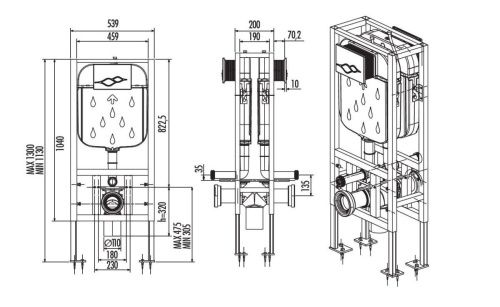 Инсталляция для подвесного унитаза двухсторонняя Creavit GR5005.00 - фото 2
