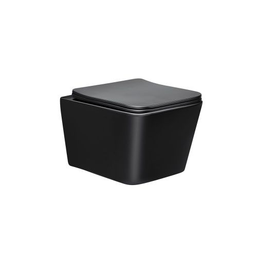 Унитаз подвесной Vincea Q-Line VT1-12MB черный с сиденьем микролифт безободковый душевой смыв - фото 2