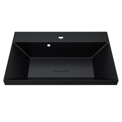 Раковина из искусственного камня Uperwood Classic New RClassicNew70bg 70х50 полувстраиваемая цвет черный - фото 5