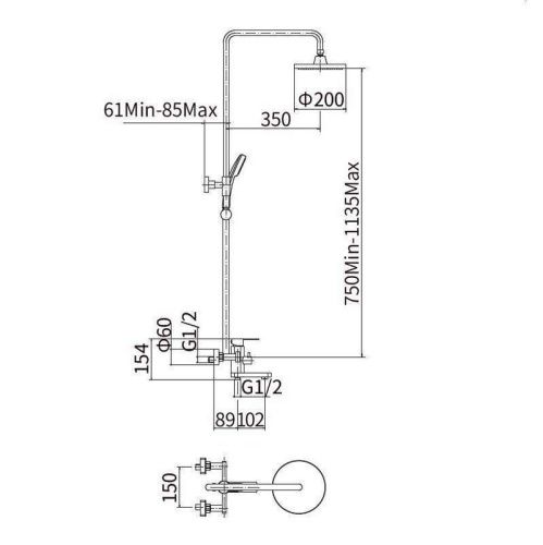 Душевая стойка Fashun A52401 настенная цвет серый - фото 3