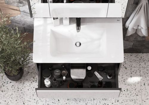 Тумба под раковину Roca Ronda ZRU9302965 80х40 подвесная цвет белый/серый - фото 3