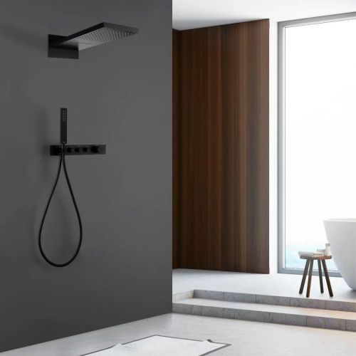 Душевая система Abber AF8752B встраиваемая в стену цвет черный с термостатом - фото 2