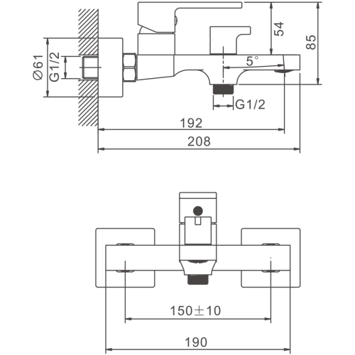 Смеситель для ванны и душа BELZ B60658 настенный хром - фото 2