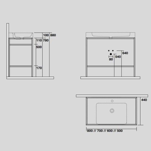 Консоль под раковину Kerasan Cento 924331 80х50 напольная цвет черный - фото 2