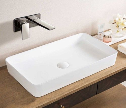 Раковина из сантехнического фаянса CeramaLux 9396 60х40 накладная цвет белый без отверстий под смеситель - фото 3