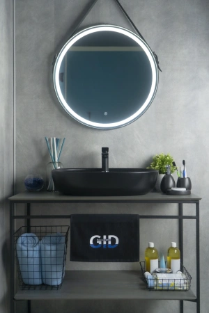 Раковина керамическая Gid Lago 53345 60х40 накладная цвет черный 1 отверстие под смеситель