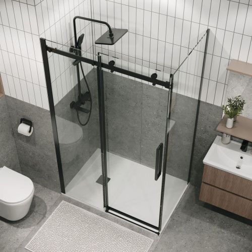 Душевая перегородка Grossman Classic 200.K33.04.90.21.00 90х195 стекло прозрачное профиль черный - фото 5