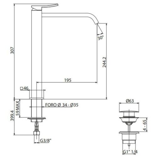 Смеситель Gattoni ELY 8848/88C0 на раковину хром - фото 2