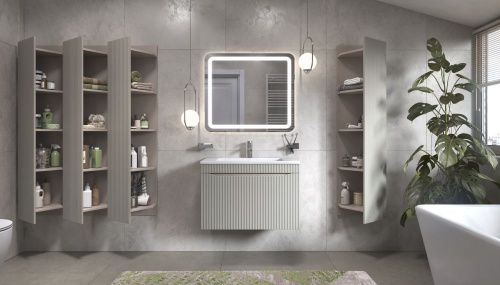 Тумба под раковину Velvex Alba 369 тирамису 80х40 подвесная цвет серый - фото 5