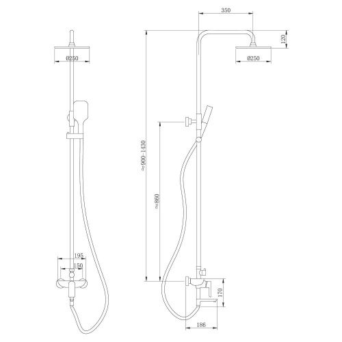 Душевая стойка Abber AF8016FWL настенная цвет белый - фото 3