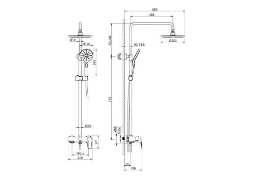 Душевая стойка Aquatek Бетта AQ2140BGM настенная цвет вороненая сталь - фото 3