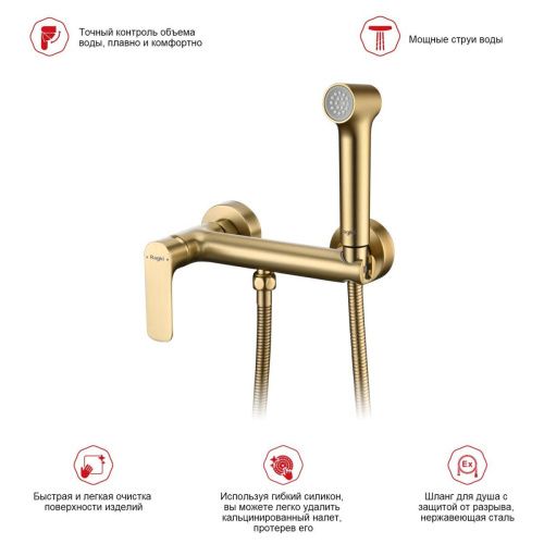 Гигиенический душ со смесителем Raglo R03 R03.51.03 золото - фото 3