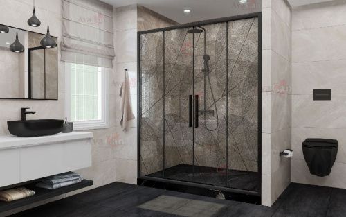 Душевая дверь AvaCan FB2-170 190х195 стекло тонированное профиль черный