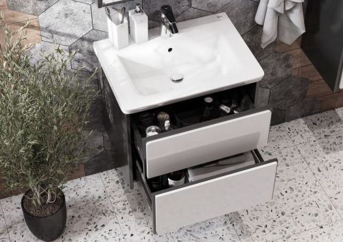 Тумба под раковину Roca Ronda ZRU9302963 60х40 подвесная цвет белый/серый - фото 4