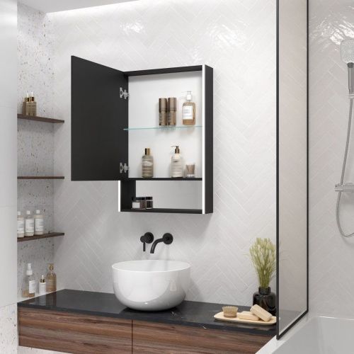 Зеркало-шкаф Art&Max Foggia AM-Fog-600-800-1D-L-DS-F-Nero 60х80 подвесной цвет черный - фото 3