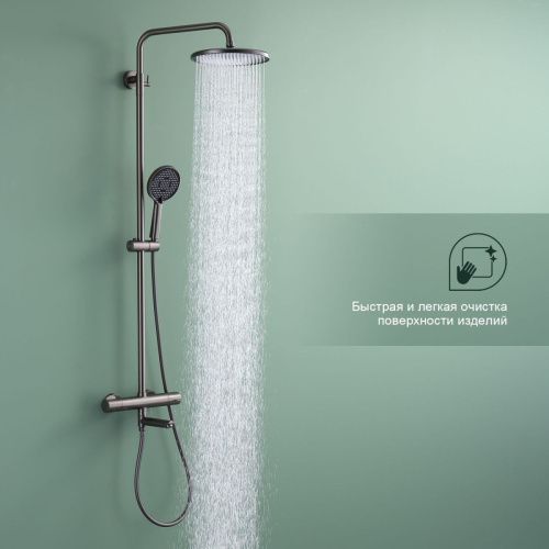 Душевая стойка Splenka S223.26.09 настенная цвет серый с термостатом - фото 5