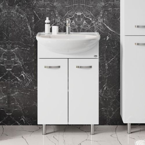 Тумба под раковину Onika Коралл 105558 50х30 напольная цвет белый - фото 2