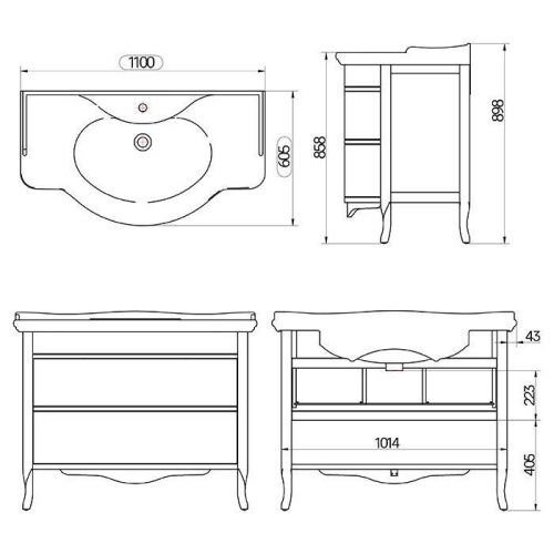 Тумба с раковиной TW collection Armony NUOVO ARM2110-B+GIU200110/ALZA bi*1 комплект 110х60 цвет белый - фото 2
