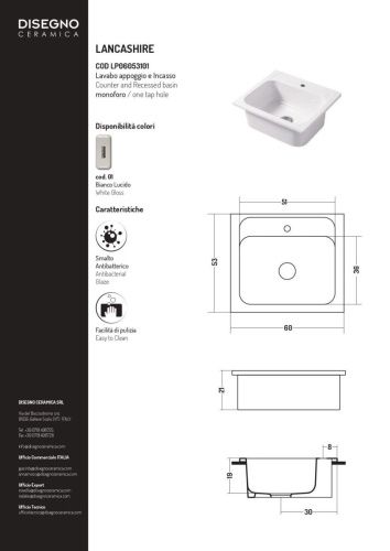 Раковина керамическая Disegno Ceramica Landscape LP06053101 60х50 накладная цвет белый - фото 2