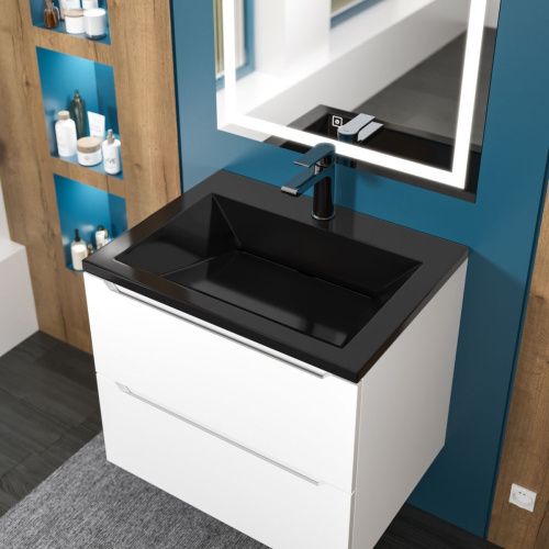 Раковина из искусственного камня Uperwood Olivia ROlivia60bg 60х50 полувстраиваемая цвет черный - фото 2