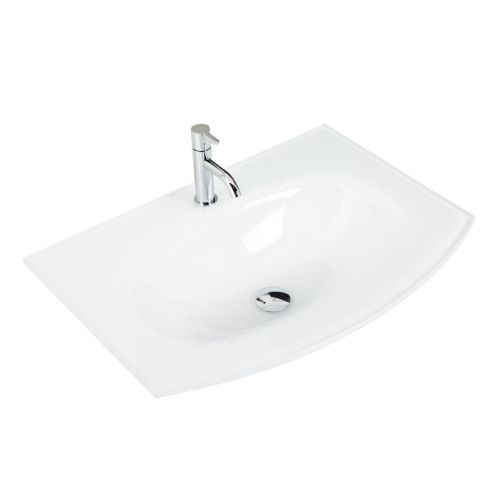 Раковина стеклянная Cezares 82410 70х50 подвесная цвет белый 1 отверстие под смеситель - фото 2