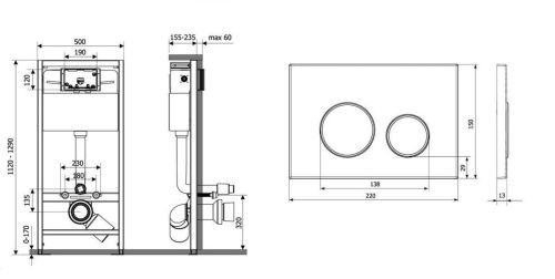 Инсталляция + кнопка смыва KK POL Premium SET/M500/145/K - фото 2