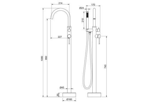 Смеситель Aquatek Европа AQ1345BGM напольный вороненая сталь - фото 3