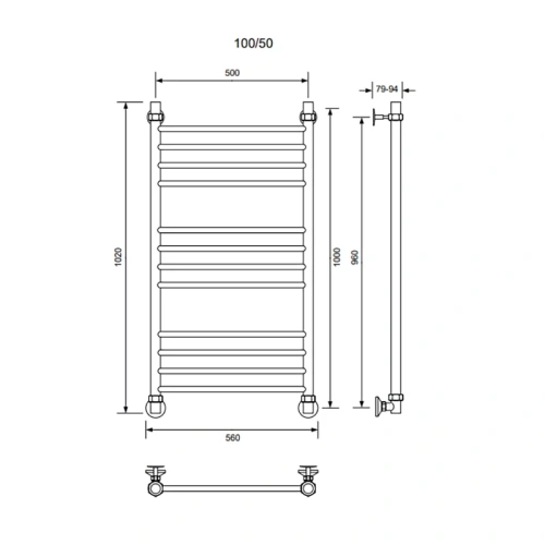 Полотенцесушитель водяной Veconi Voga V10050GR 50х100 серый - фото 3