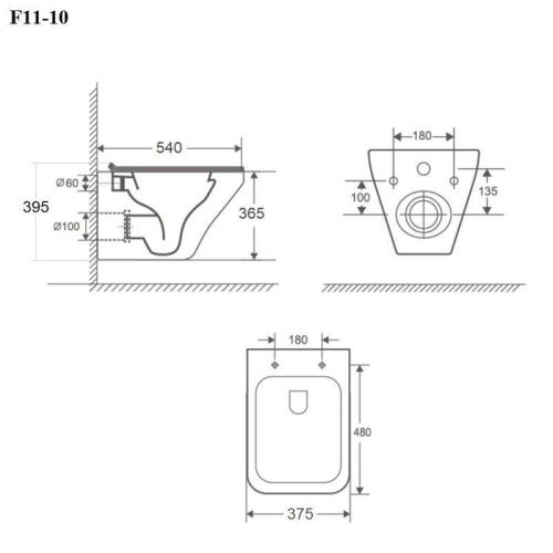 Унитаз подвесной Bond Cube F11-10 белый с сиденьем микролифт безободковый душевой смыв - фото 3