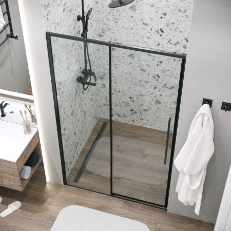 Душевая дверь Grossman Galaxy 100.K33.01.130.21.00 130х195 стекло прозрачное профиль черный