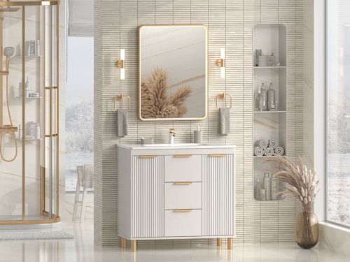 Тумба под раковину Brevita Risacca RIS-06090-0342Я 90х50 напольная цвет серый - фото 5