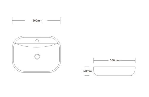 Раковина из сантехнического фарфора Cerutti SPA CR0076 50х40 накладная цвет белый 1 отверстие под смеситель - фото 2