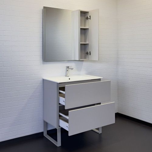 Тумба с раковиной Comforty Бильбао 00-00017176CF 80х50 напольная цвет серый - фото 5