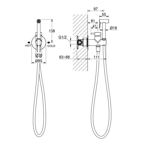 Смеситель с гигиеническим душем Timo Saona 2337/19SM встраиваемый в стену розовое золото - фото 2