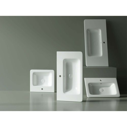 Раковина керамическая Dreja Nikson 200630 50х50 подвесная цвет белый 1 отверстие под смеситель - фото 3