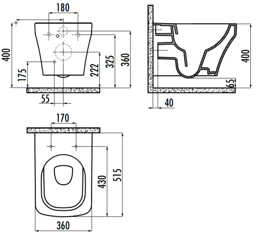 Чаша унитаза подвесная Creavit Solo SO321-00CB00E-0000 цвет белый без сиденья смыв торнадо - фото 2