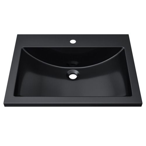 Раковина из искусственного камня Uperwood Self 4538341200 60х50 полувстраиваемая цвет черный - фото 5