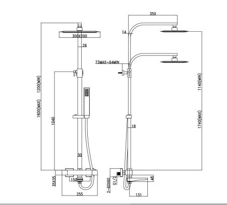 Душевая стойка Denberg LT-301 настенная цвет хром с термостатом