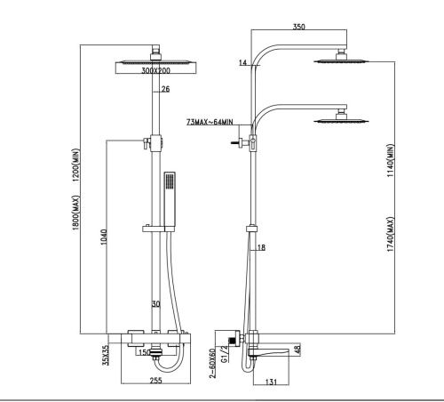 Душевая стойка Denberg LT-301 настенная цвет хром с термостатом - фото 2