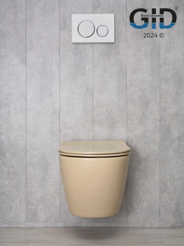 Унитаз подвесной Gid Convexo 62210Y бежевый с сиденьем микролифт безободковый смыв торнадо - фото 3