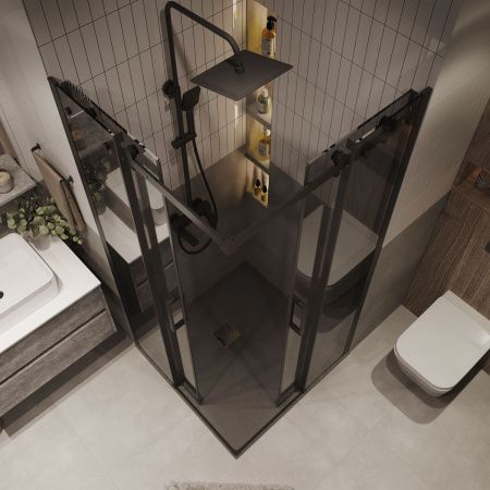 Душевой уголок Grossman Classic 300.K33.04.9090.21.10 90х90 стекло тонированное профиль черный без поддона