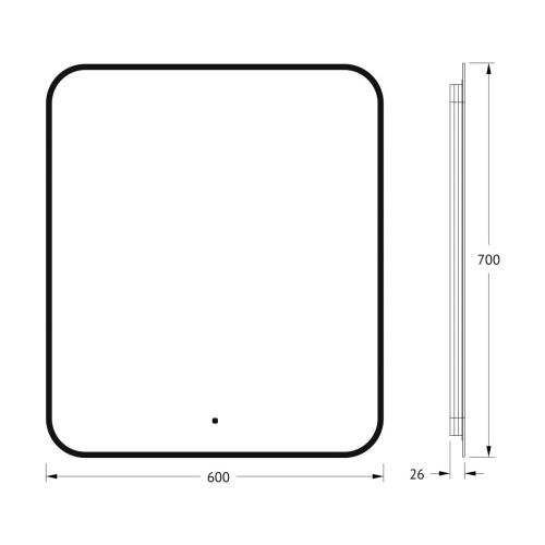 Зеркало с подсветкой Defesto AURA DF 2966R 60х70 подвесное - фото 2