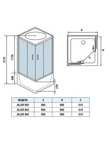 Душевая кабина WeltWasser WW500 10000003255 90х90 квадратная с крышей ориентация универсальная - фото 2