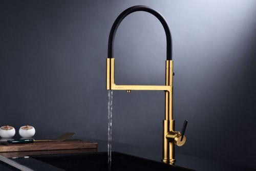 Смеситель для кухни Paulmark TORNADO To213402-BG на мойку золото - фото 3